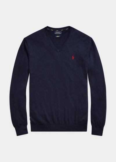 Men's Polo Ralph Lauren Cotton V-Neck Sweater | 582096JOP